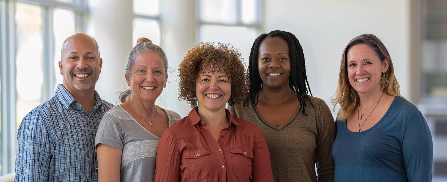 Happy family outside their home